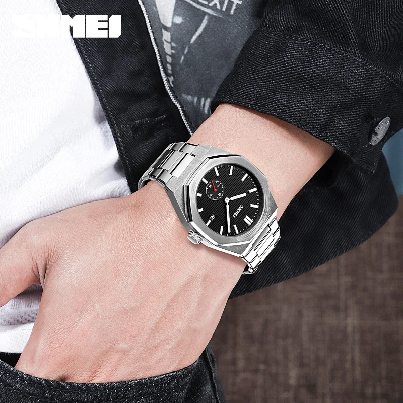 SKMEI 9262 Reloj Hombre ساعات كوارتز رجالية عادية العلامة التجارية الفاخرة حزام الفولاذ المقاوم للصدأ تاريخ الوقت مقاوم للماء ساعة اليد على مدار الساعة