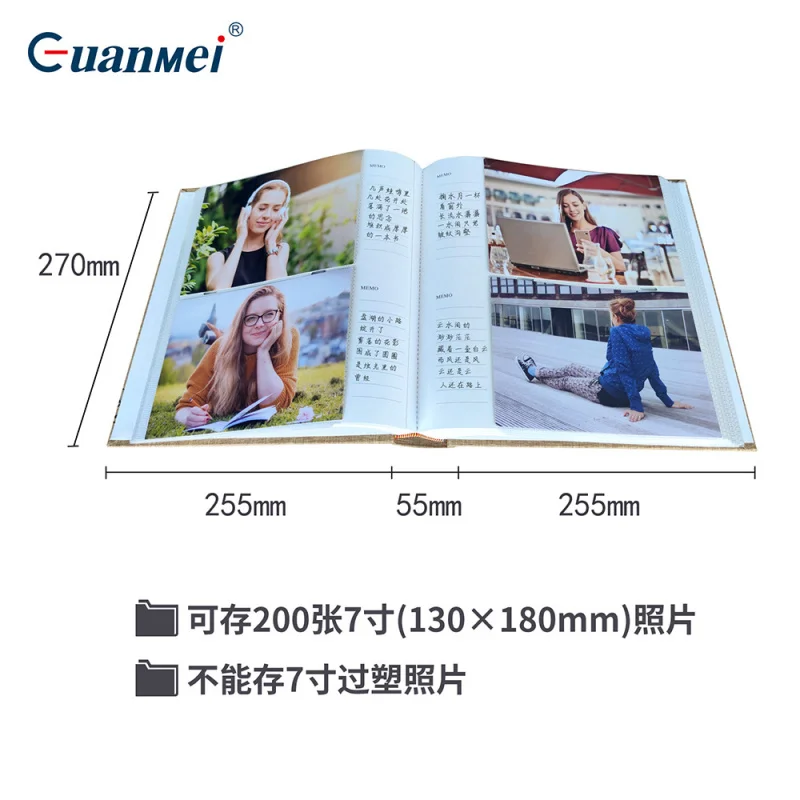 Customized. Guangmei Factory Linen Cover Trade Album Retro Traditional Commemorative Album 7inch Pocket Album