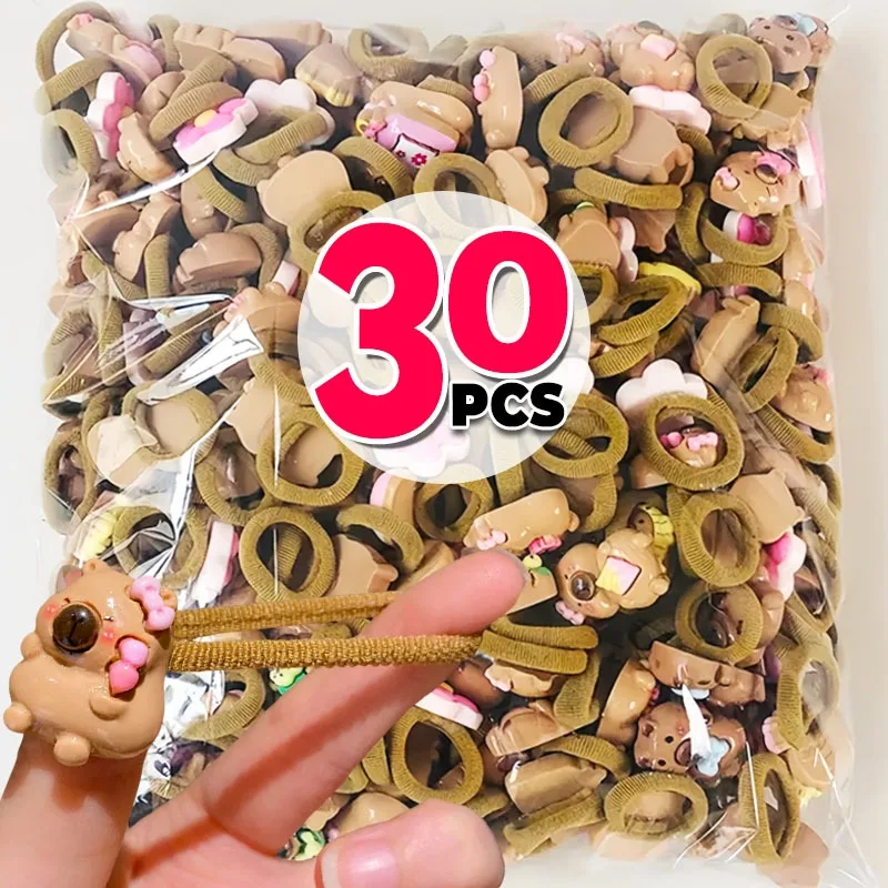 

2025 New Cute Capybara Hair Scrunchies Animal Hair Ties Fashion Stretchy Hairbands Baby Hair Accessories Set for Girls Kids