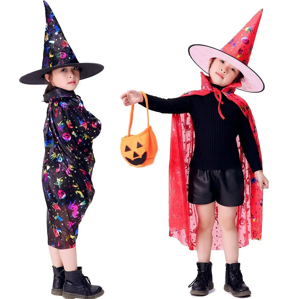 

Star Witch Cloak Cape with Hat Sequin Cloak Sets Halloween Clothing with Wizard Hat Cosplay Costumes Witch Cloak Cape Robe Baby