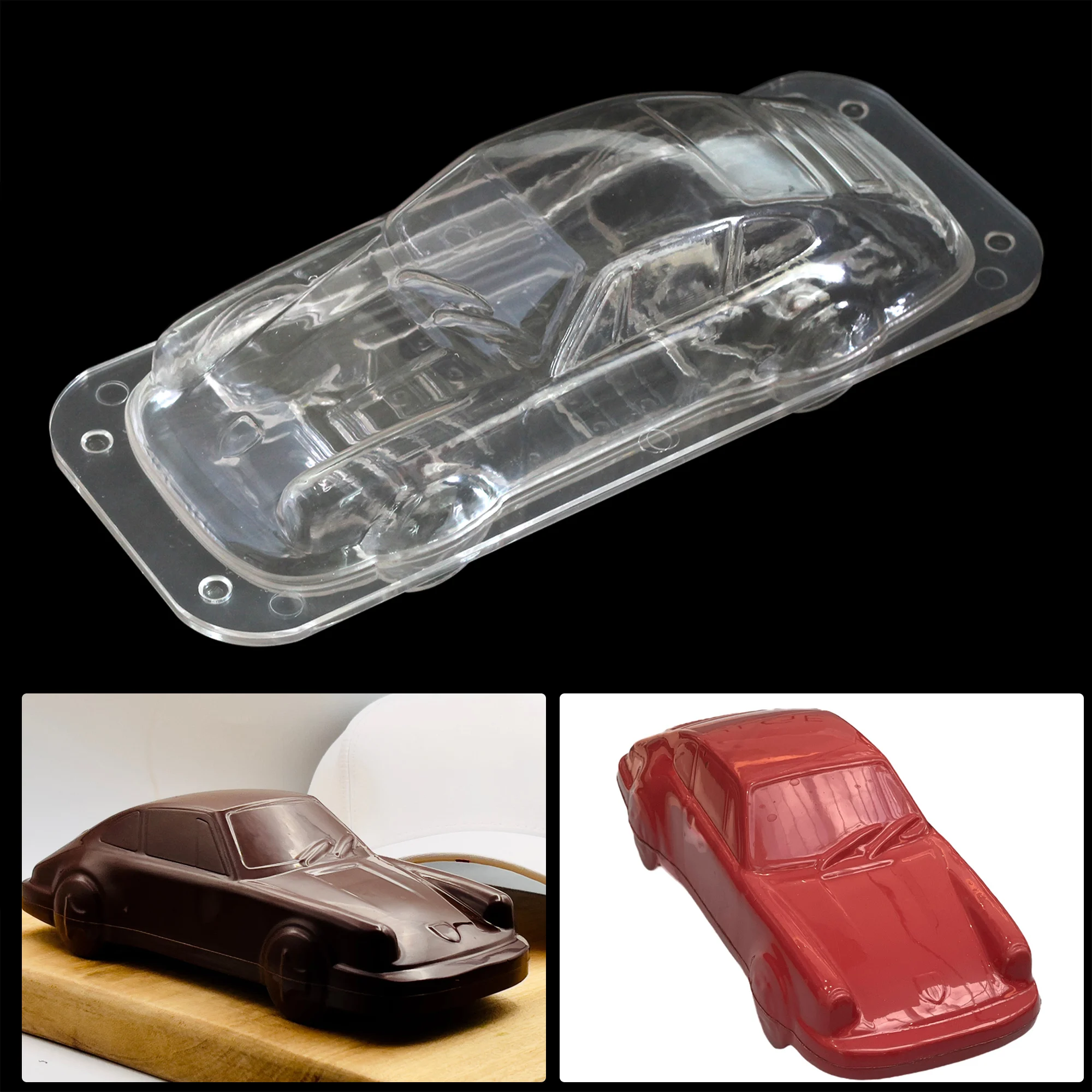 3D Sports Car 911 Chocolate mold DIY Plastic Belgian chocolate Handmade Candy Baking Mold