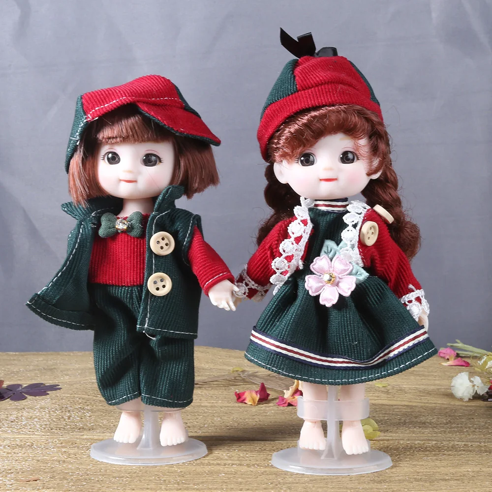 Fat Face 16cm BJD Doll 13 Joint Dolls Cute Round Face Smile BJD Dolls Little Girl Make Up Toy Gift for Girl Birthday Dolls