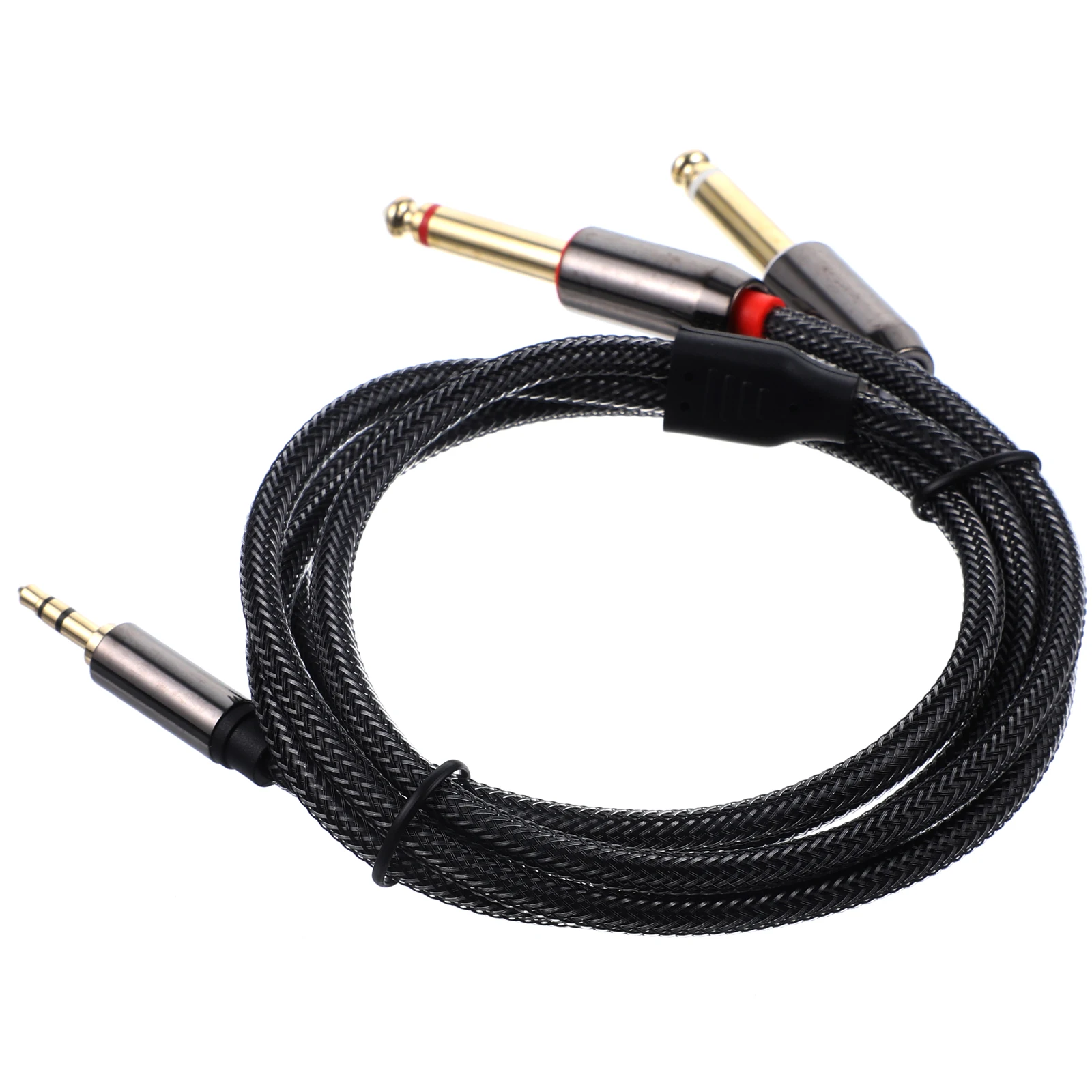 

to Cable 1m Black Audio Splitter 3.5mm Male to Dual 6.35mm Female Stereo Jack Adapter for Laptop Speaker Mixer