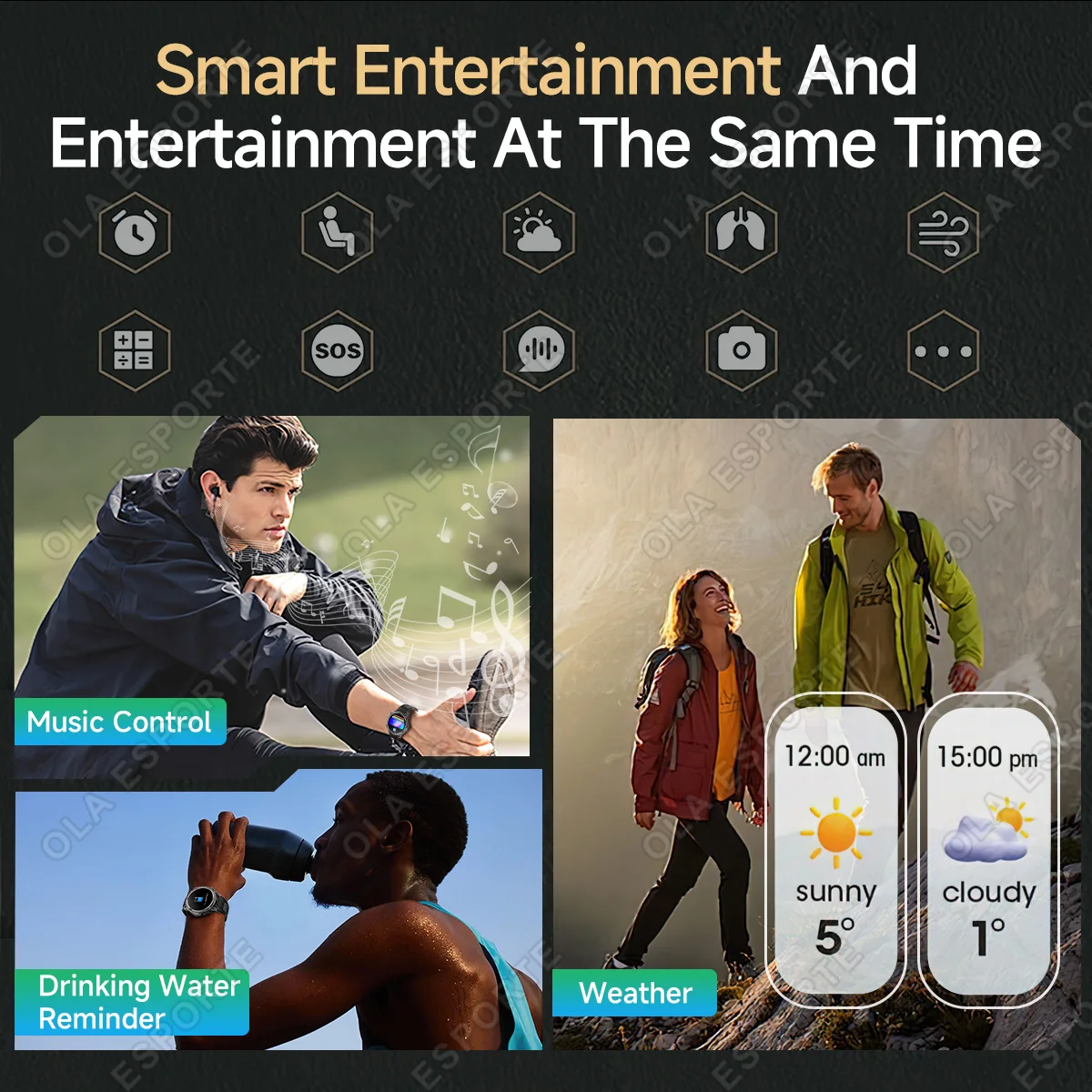 2026 New GPS Smartwatch Men AMOLED Screen Military Watch Larger1100mAh Battery SmartWatch Bt Call IP69Waterproof Flashlight Ht22 view 6