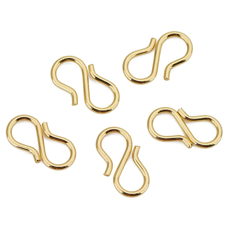 30pcs Stainless Steel Gold Color S Shape Clasps DIY Bracelet Necklace Hooks End Clasps Connectors for Jewelry Making Supplies