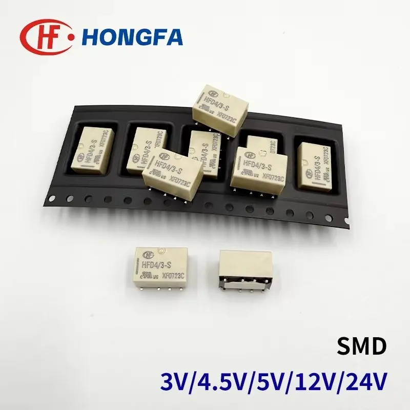 5Pcs HONGFA Relay HFD4/3/5/9/12/24-S 2A 8Pin SMD 3V 5V 9V 12V 24V DIY Signal Communication Relay G6S