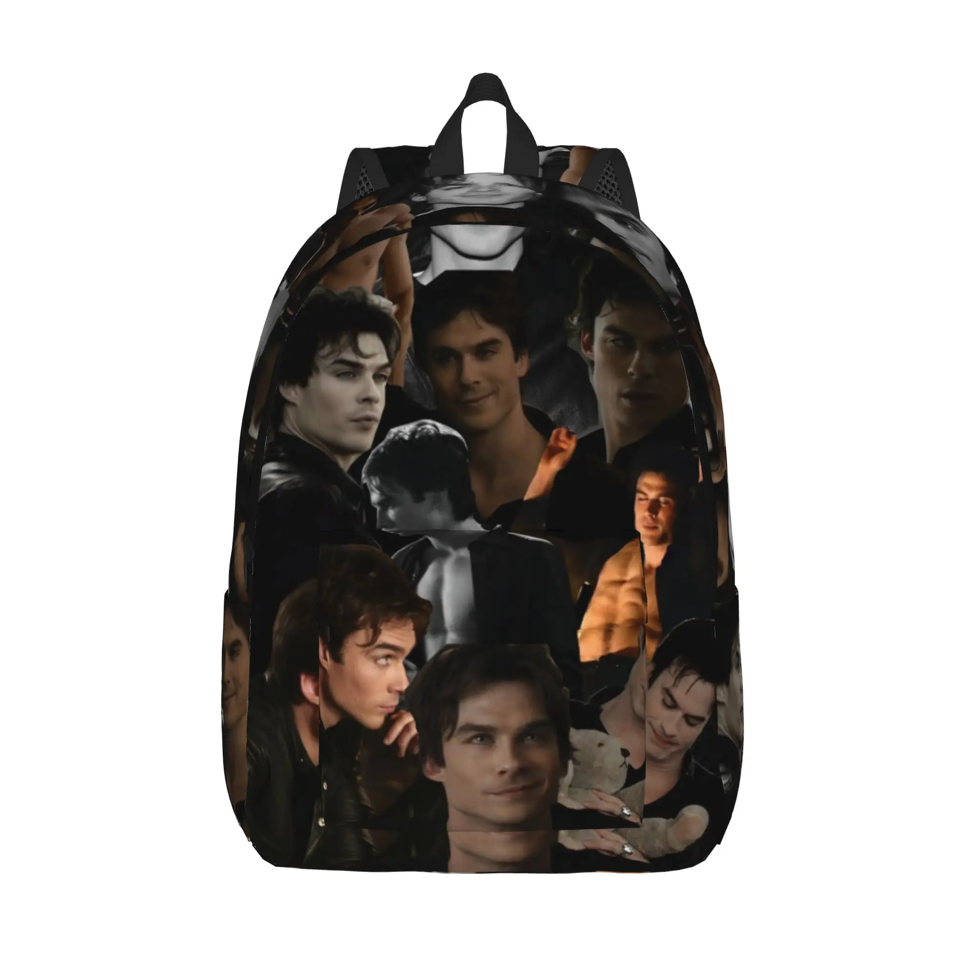 The Vampire Diaries Damon Salvatore Classical Backpack Outdoor Student Work TV Series Daypack for Men Women College Canvas Bags