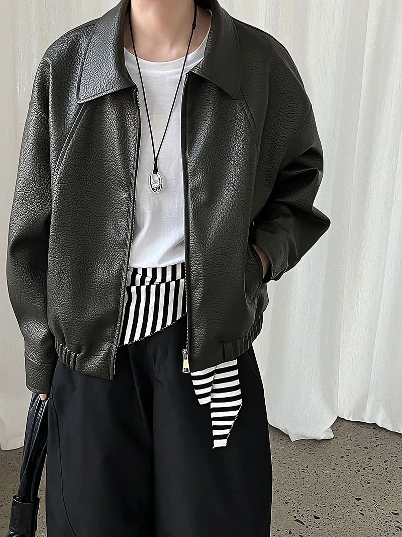 เสื้อแจ็คเก็ตหนังมอเตอร์ไซค์แบบลำลองมีซิปสำหรับผู้หญิง แขนยาว รุ่นใหม่ ฤดูใบไม้ร่วง 2025