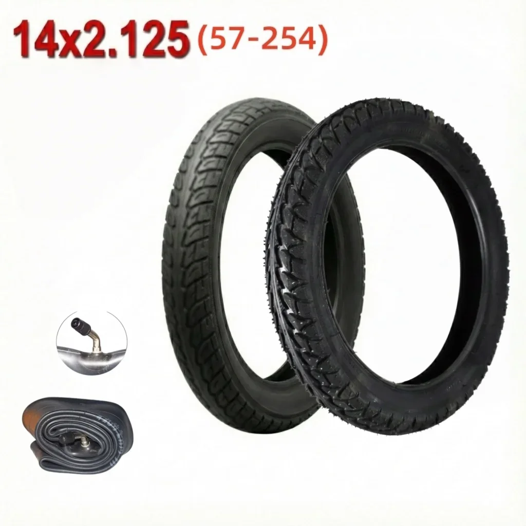 Neumático CST de 14 pulgadas 14X2.125 (57-254) para bicicleta eléctrica, neumático exterior 14*2.125, neumático con cámara para bicicleta eléctrica, piezas para bicicletas