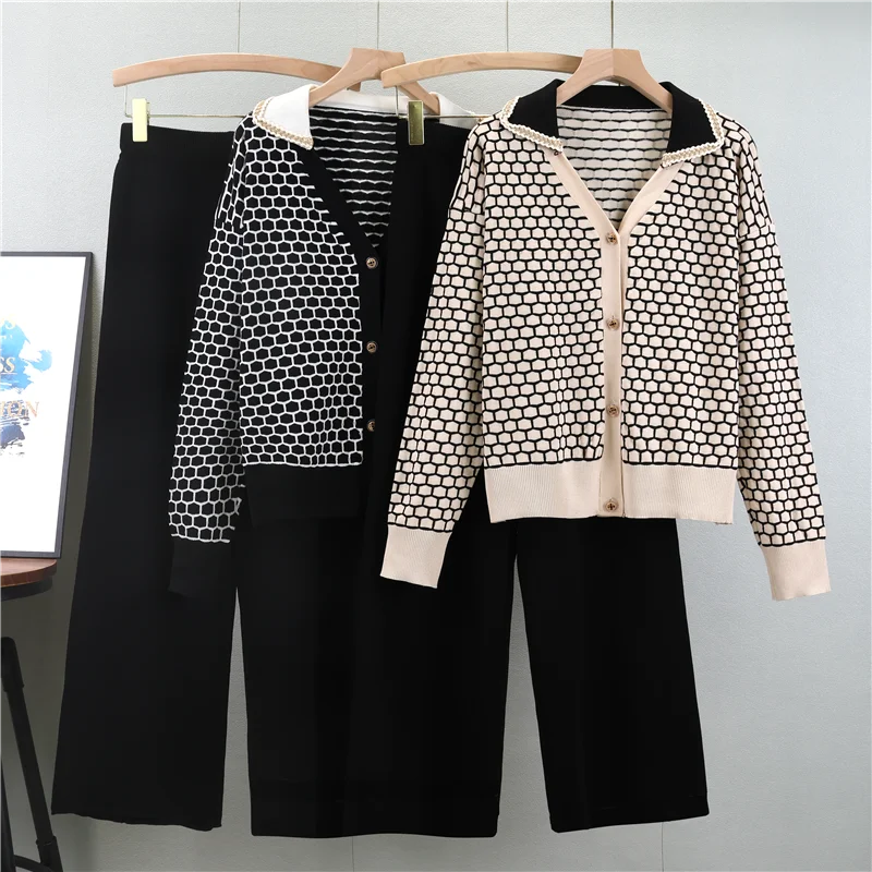 Tracksuit Women Knitted V Neck Cardigans Sweaters + Pants Sets Ladies Fashion Casual 2 Piece Costumes Outfit 2024 Autumn