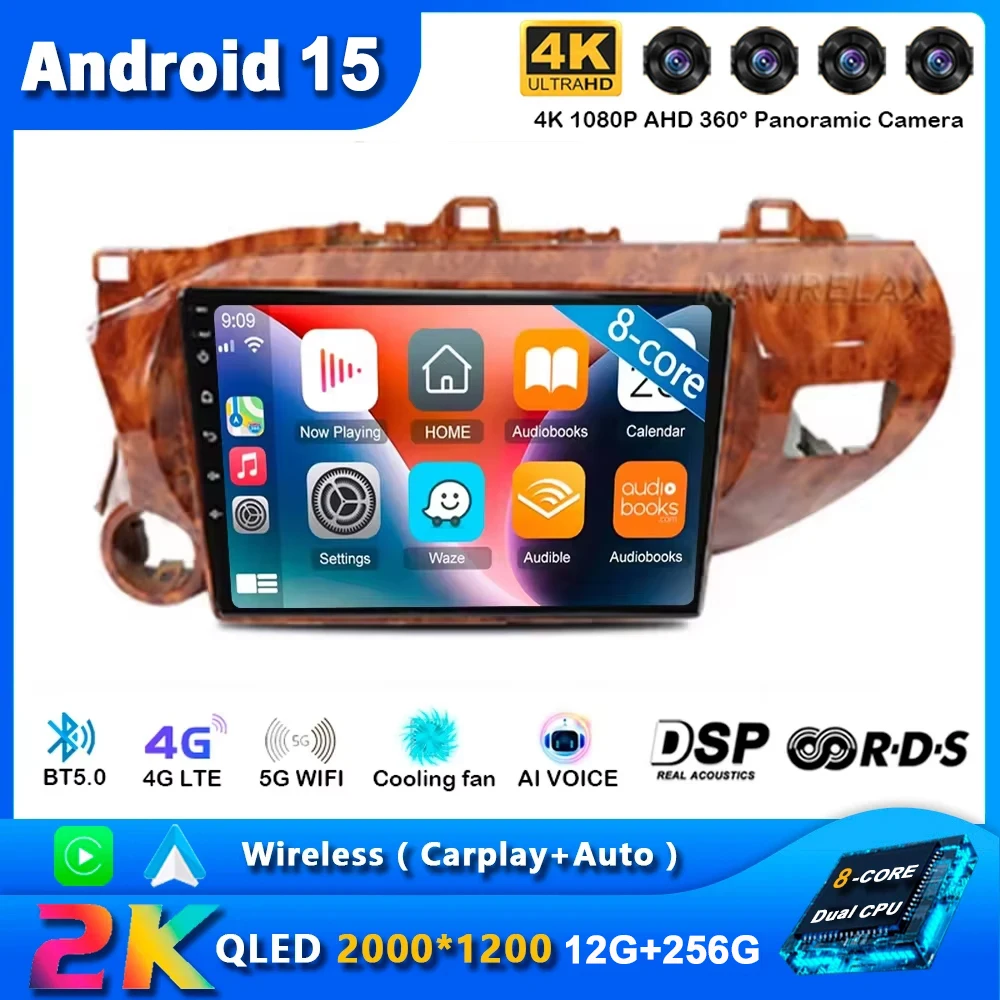 

Android 15 Carplay Car Radio For Toyota HILUX REVO VIGO IMV 2016 2017 Navigation GPS Multimedia Player WiFi+4G Stereo Video DSP