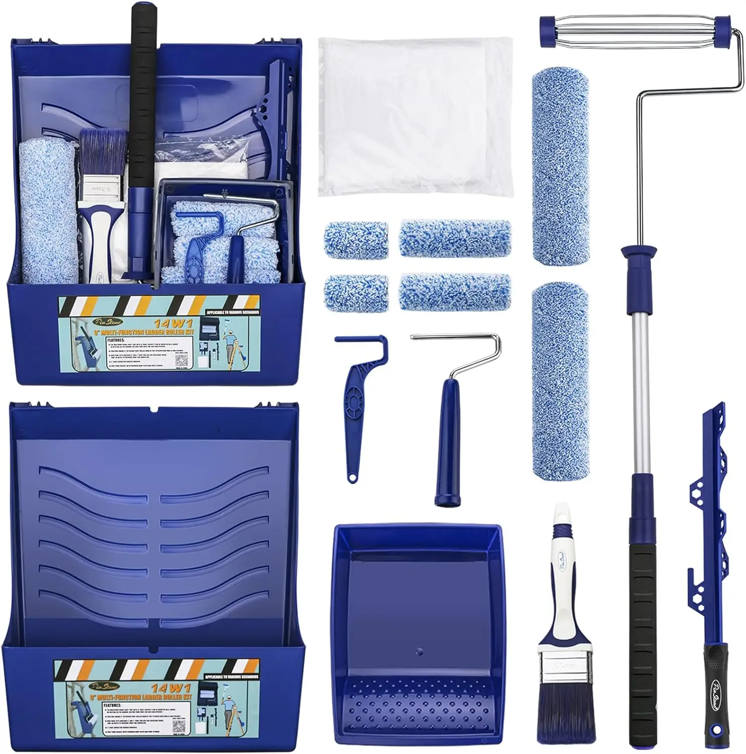 Kit de rodillo de pintura cs-bandeja de pintura de escalera de 12 ", rodillo de pintura extensible de 9" (18-36 pulgadas), Mini Marco de rodillo de 4 "2" con