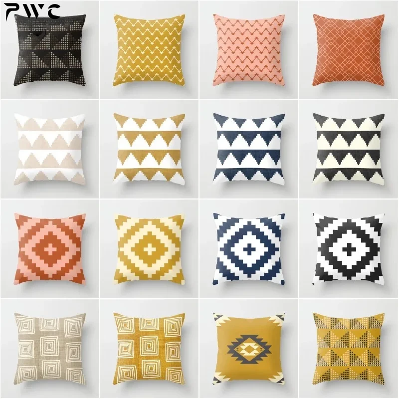 Vintage Geometric Decorative Polyester Pillowcase Exotic Retro Cushion Cover for Car Home Living Room 45X45cm Fundas De Cojin