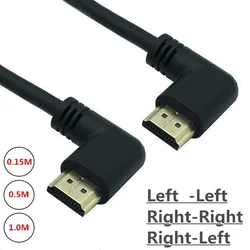 HDMI2.0 4K 3D podwójny kąt 90 stopni w lewo typ męski na prostopadły kabel dla DVD PS3 PC 0.15M 0.5M 1M