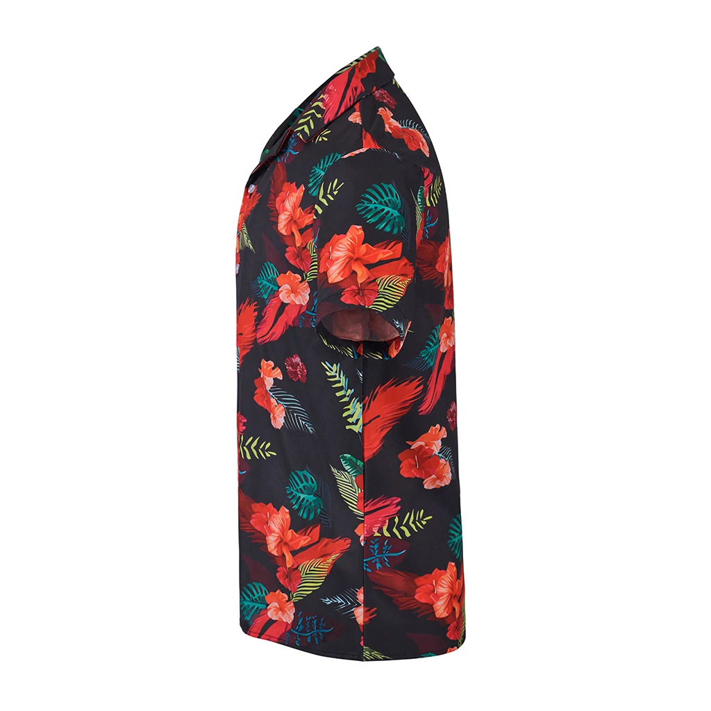 映画ルフィ実写コスプレ衣装男の花ハワイシャツ夏ビーチ半袖トップシャツ