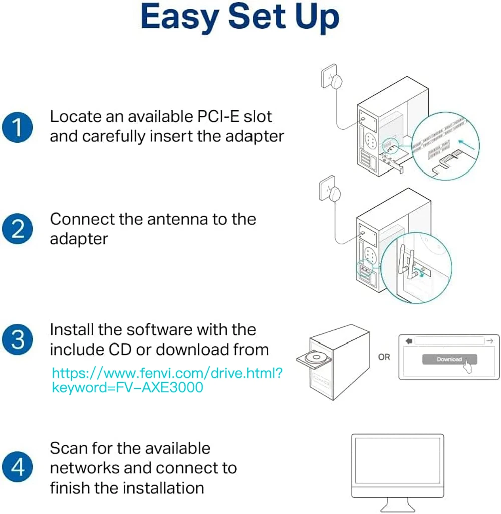 FENVI WiFi 6E AX210 PCIE WiFi Adapter 5374Mbps BT5.3 802.11AX Tri-Band 2.4G/5G/6Ghz Wireless Network Card PC For Win10/11 image 6