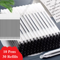 10 Gel Pens + 30 Refills Japanese Stationery Transparent 0 5mm Black Blue Red Ball Pen Office School Writing Student Supplies