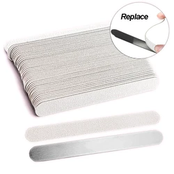 50Pcs/100Pcs Grey Removalble Pads With Metal Handle Replacement Sandpaper Nail File 100/180 For Manicure Calluses Remover Buffer