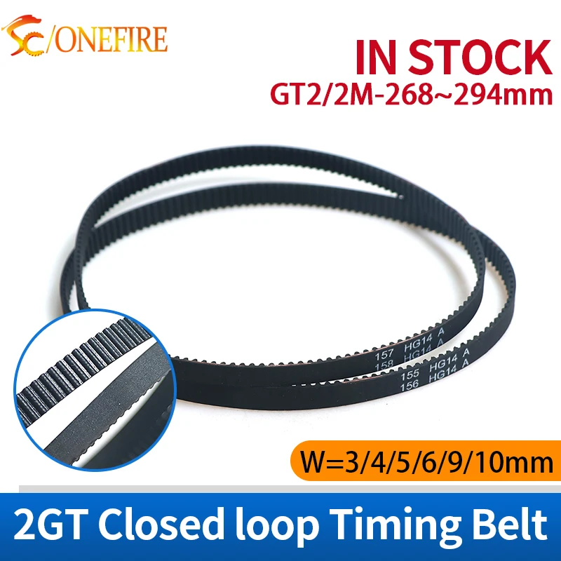 GT2 Timing Belt Lp=268 270 272 274 276 278 280 282 284 286 288 290 292 294 Width 3/4/5/6/7/9/10mm Rubber Belts