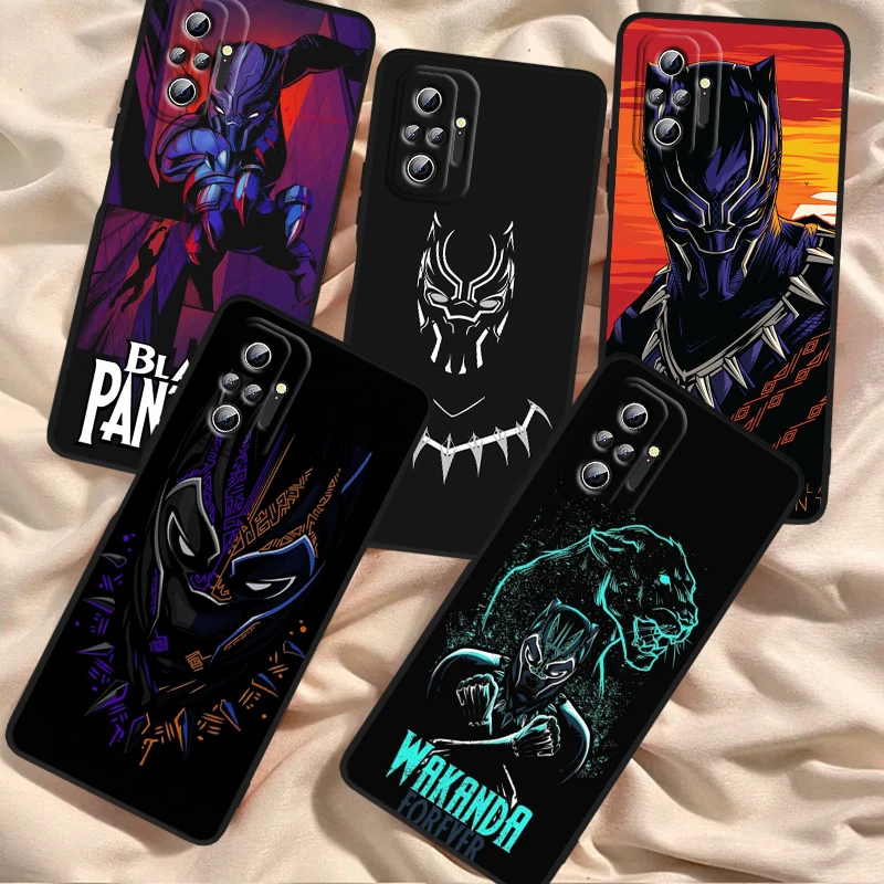 

Black Panther Marvel Fashion For Xiaomi Redmi Note 13 12R 12 12S Turbo 11 11T 11S 10 10S Pro Plus 5G Black TPU Phone Case