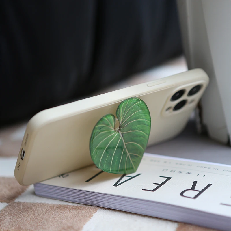Poppings Socket Folding Grip Pretty Leaf Acrylic Phone Holder For iPhone Samsung Xiaomi Universal Phone Griptok - view 3