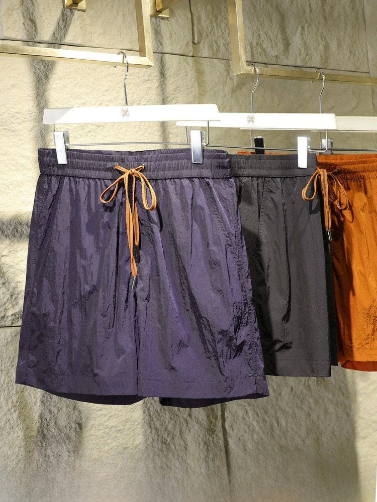 Italian Luxury Metal Nylon Shiny Men's Outdoor Shorts High End Lightweight Quick Dry Tear Resistant Summer Shorts Polyester F...