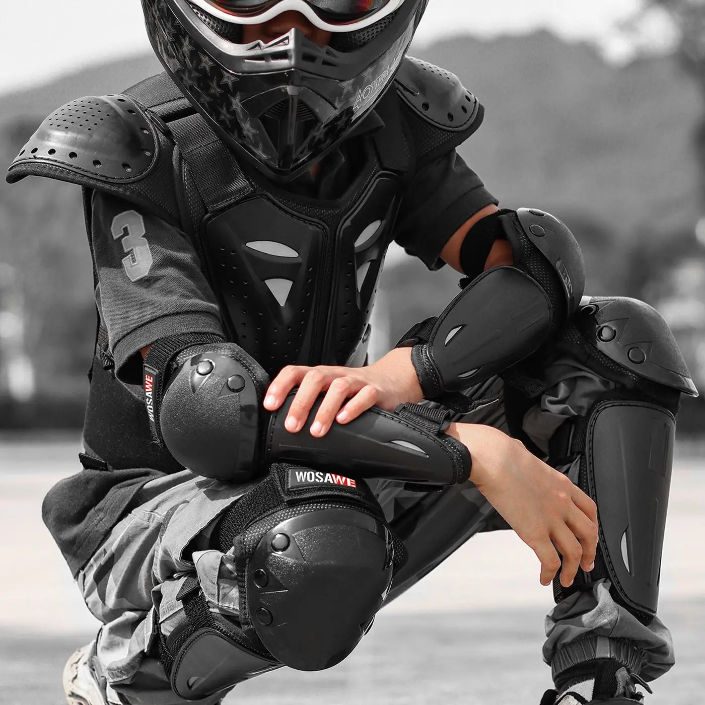 

WOSAWE Kids Motocross waistcoat Motorcycle Chest Back shoulder Armor Child Protective gear Racing Drop resistant Body armour