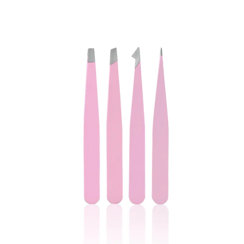 4 Piece Professional Tweezers Set Eyebrow Hair Removal, Beard Plucking, Stainless Steel Angled Tweezers Tools Hair Removal Tool view 6