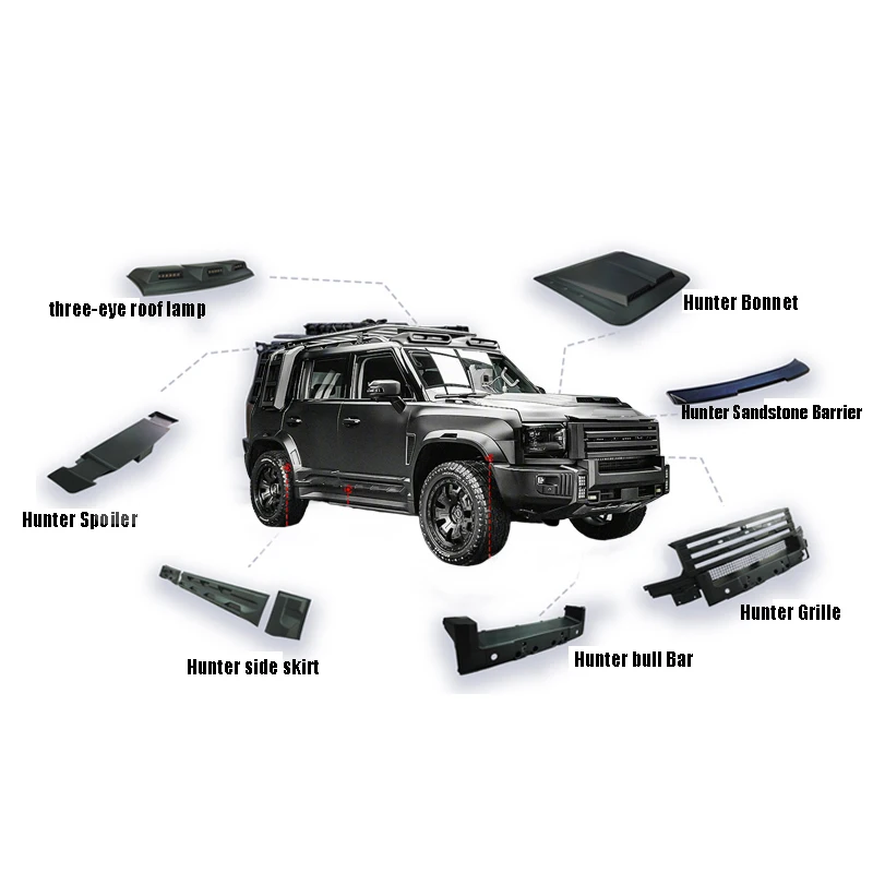 

Jetour T2 Traveler Accessories Modification City Hunter Style Body Kit with Roof Light Bumper Grille Spoiler Roof Lamp Parts Kit