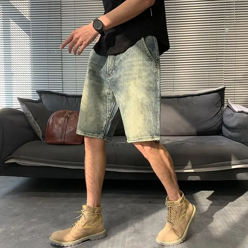 Kurze Jeans Hosen für Männer übergroße große Größe gerade Mann Denim Shorts Streetwear Luxus y2k Mode Knöpfe Harajuku Trend