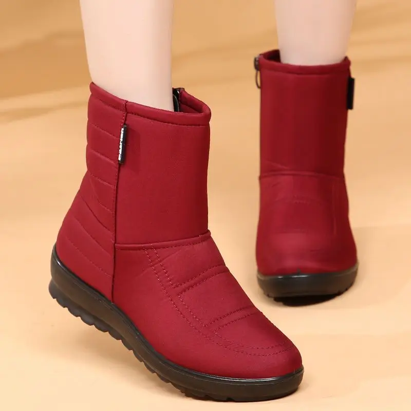 

Водонепроницаемые женские зимние ботинки, женская обувь на платформе с круглым носком и полувысокой флисовой подкладкой, дизайнерская роскошная трендовая обувь 2025, распродажа