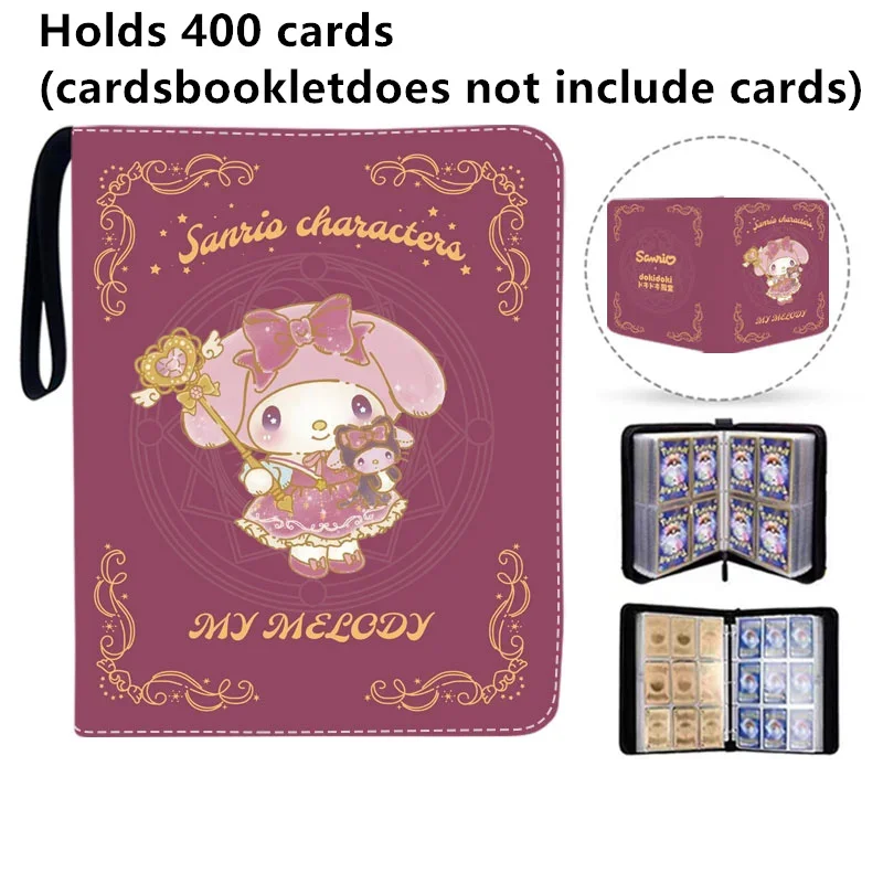 400/900pcs Sanrio Card Album Book Folder 4/9 Card Slots Collections Zipper Double Pocket Zipper Card Binder Holder