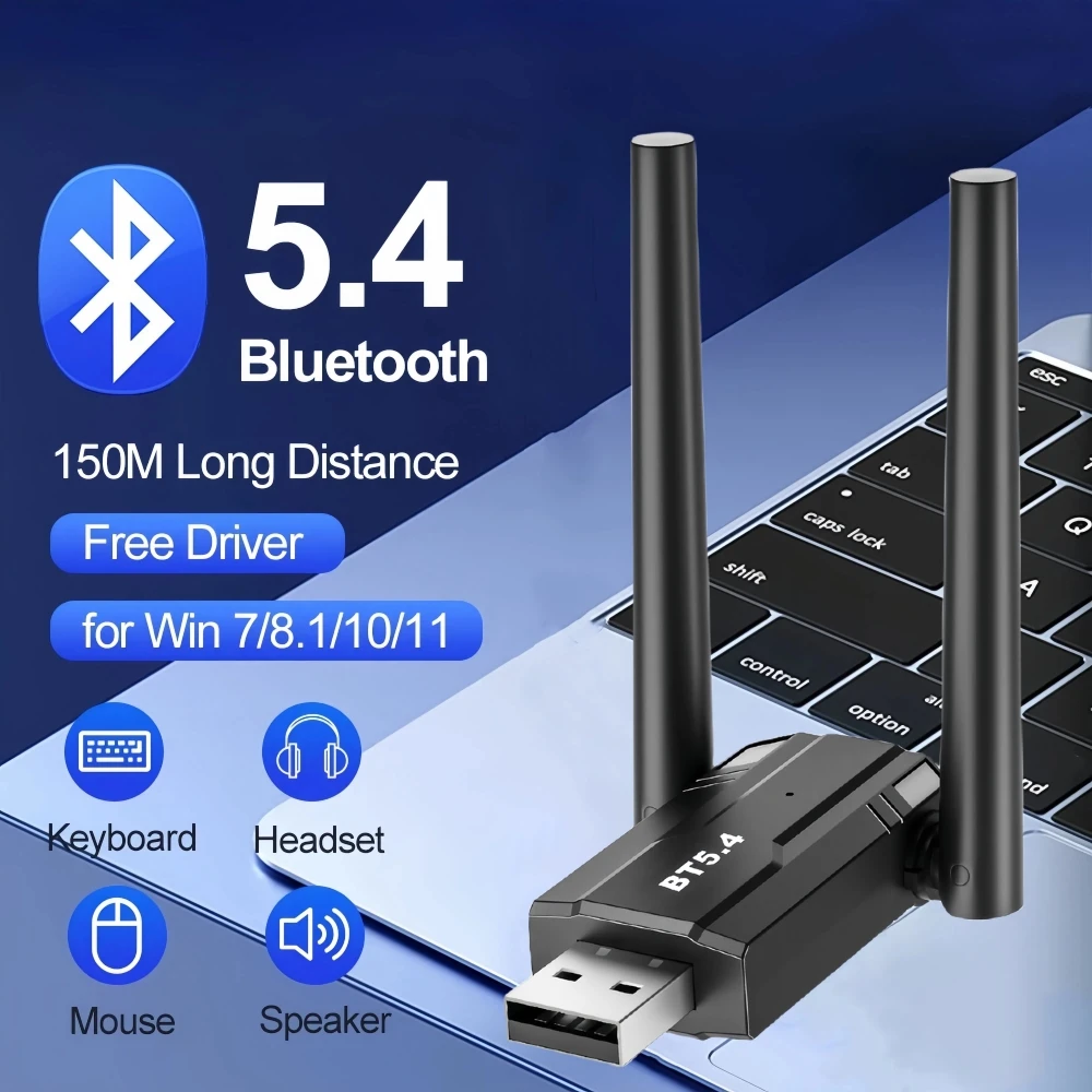 Bluetooth Adapter for Pc Usb Bluetooth 5.4 Bluetooth 5.3 5.1 Dongle Receiver for Speaker Mouse Keyboard Music Audio Transmitter