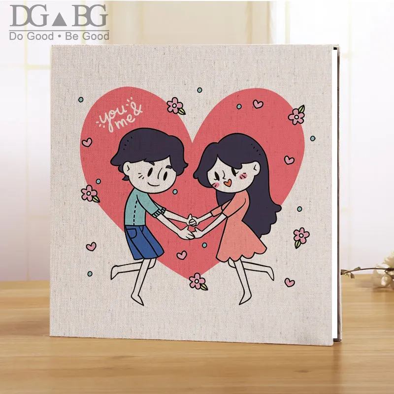 

Фотоальбом Love You, свадебная книга памяти, альбом для вырезок, самоклеящиеся наклейки для хранения 12, 18 дюймов, прозрачный DIY фотоальбом, льняная обложка в виде сердца