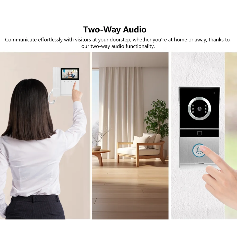 720P Video Doorbell 4.3‘’ Color  Screen Home Intercom Kits for RFID Access Control System Villa