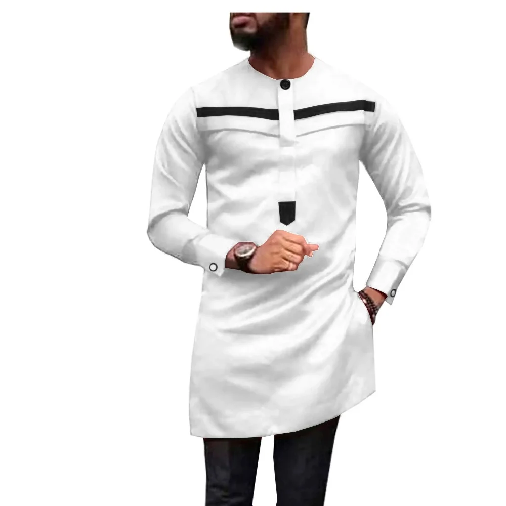 Hot Kaftan Nigeria Bianco uomo abiti tradizionali sudafricani Abbigliamento elegante di lusso a maniche lunghe di grandi dimensioni per abiti da vacanza