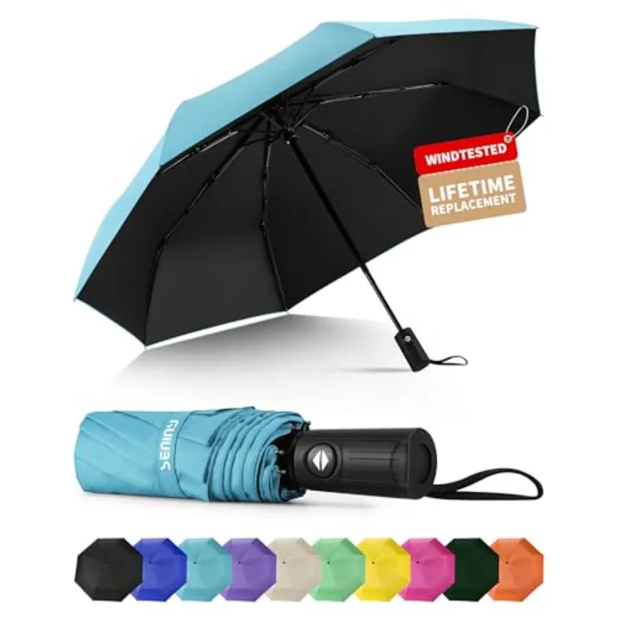 

Windproof Travel Umbrella, Automatic Umbrellas for Rain, Portable and Compact Umbrellas for Backpack, Strong UV for Protection,