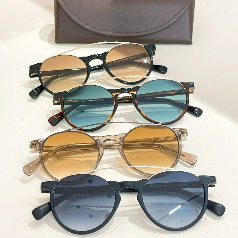 Качественные винтажные круглые солнцезащитные очки с двойным мостом, модные мужские и женские черные оправы с градиентными линзами, модные солнцезащитные очки UV400