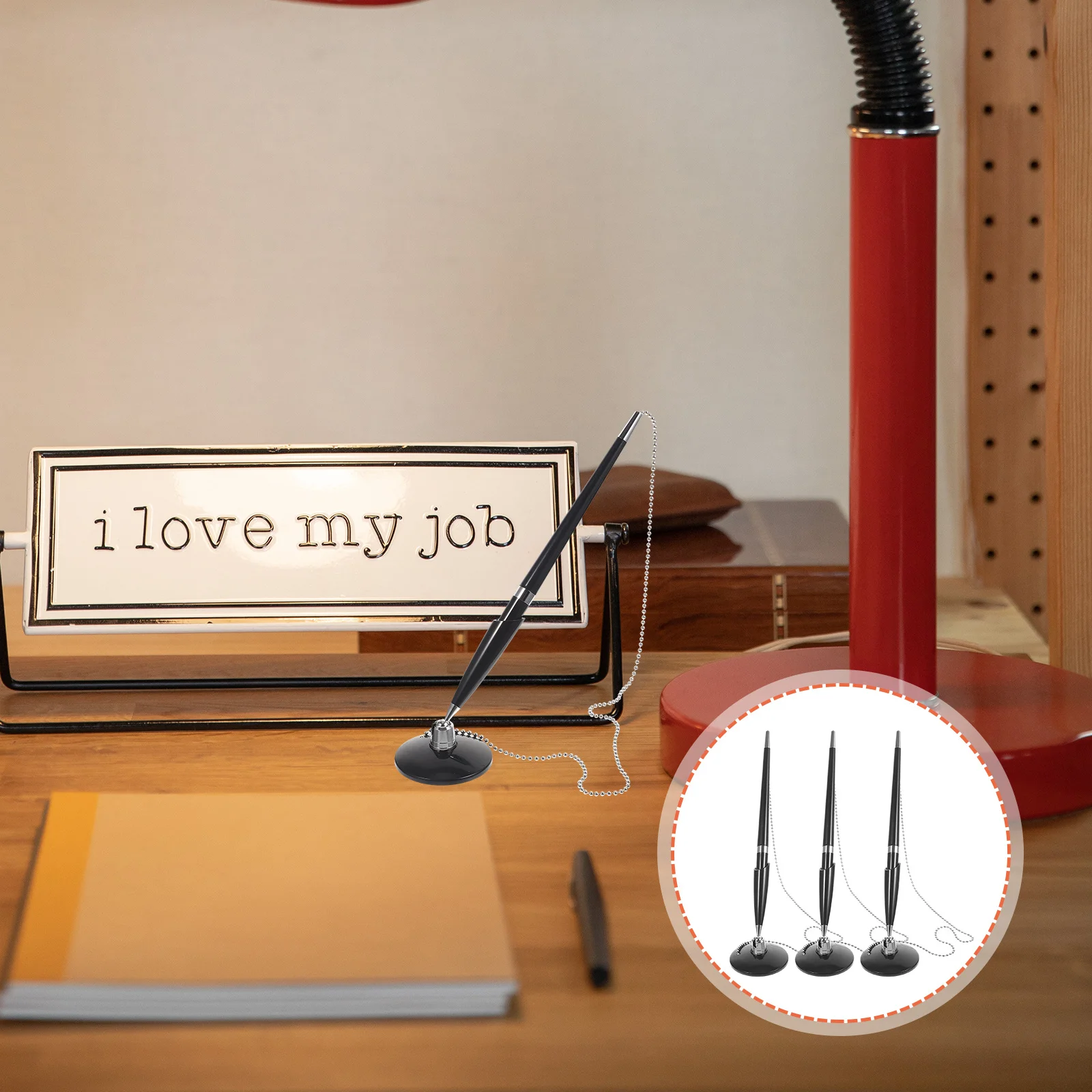 

3 шт., настольная шариковая ручка, гладкая ручка для письма, офисная вывеска, вертикальный стол, фиксированный дизайн, цепочка, декоративный письменный инструмент для