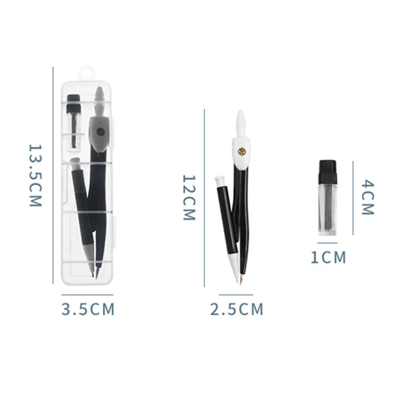 Metal Compass Professional Math Geometry with Pencil Pattern School Students Drafting Draw Circle Supplies Stationery Set