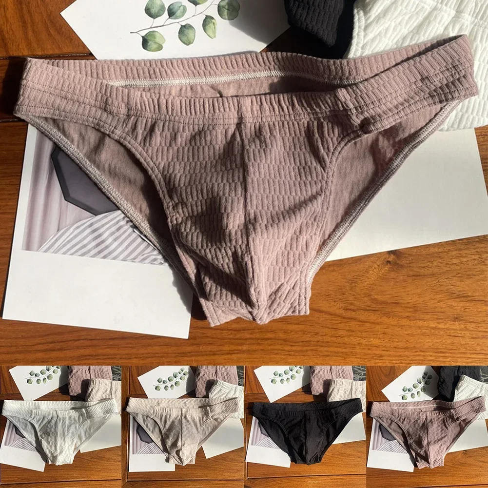 Mens Sexy Breathable Cotton Tanga Elastic Briefs Low Rise Men's Panties Breathable Solid Underwear Pouch Seamless Underpants Men