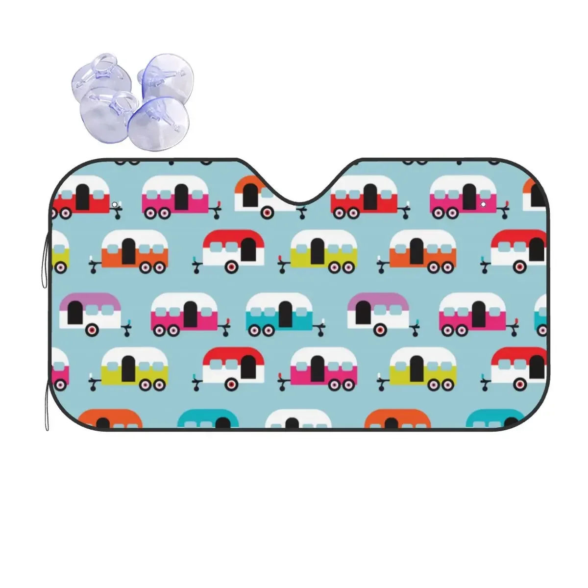 

Happy Camp Funny Windshield Sunsha 76x140cm Cute Caravan Aluminium Foil Car Sunsha Sun Sha Protect