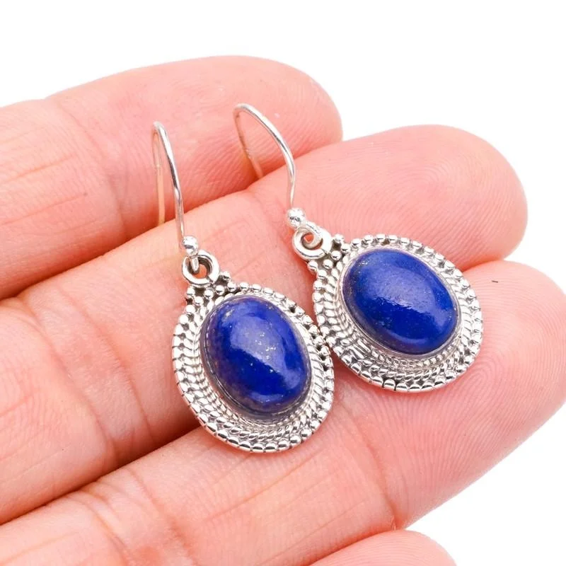 

StarGems Lapis Lazuli Handmade 925 Sterling Silver Earrings 1.25" F5655