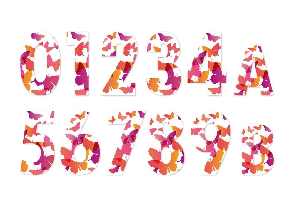 

Butterfly Digital Personality 0-9 Car Stickers