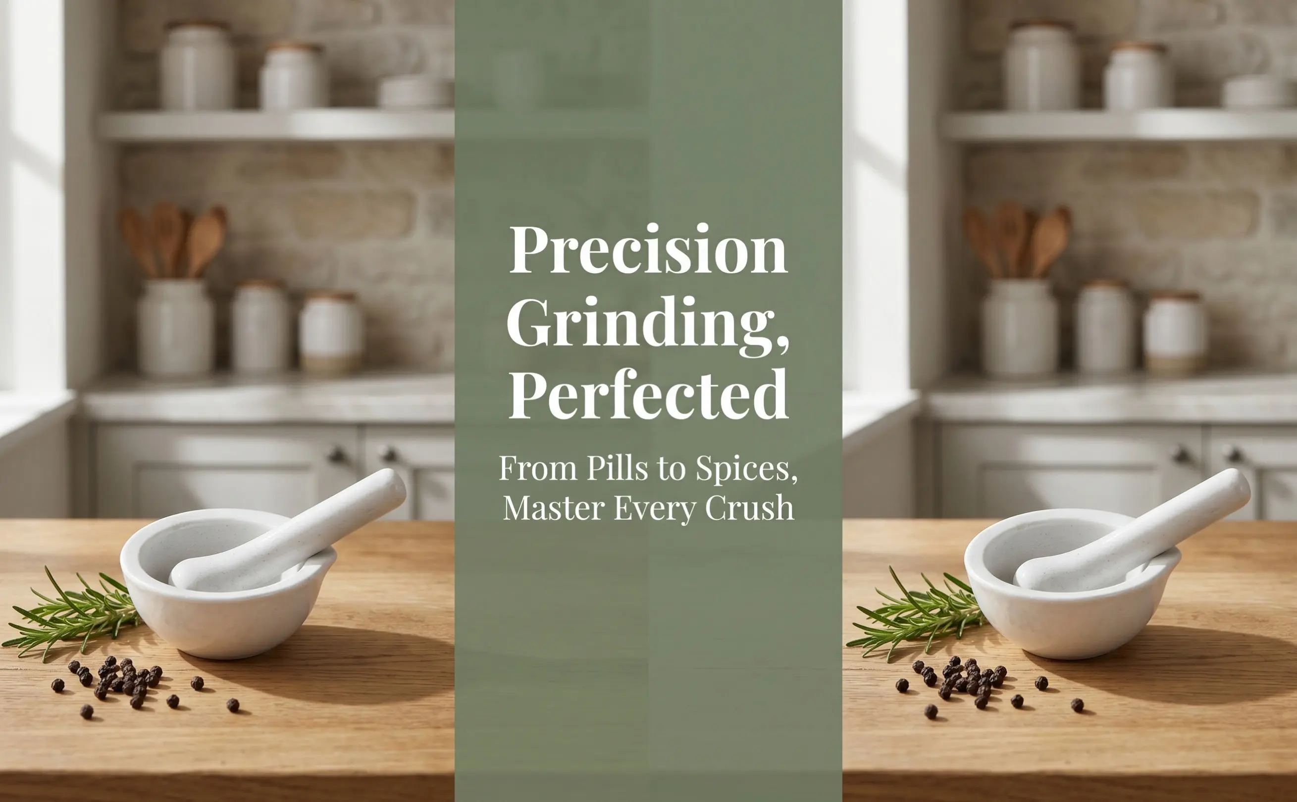 2Sets Porcelain Pestle and Mortar Set Professional Medicine Pounding Masher Bowl Ergonomic Comfort Spice Grinder Lab
