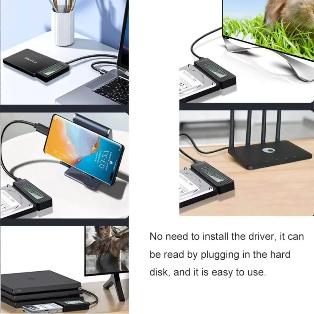 Digital Display USB 3.2 To Sata Adapter Digital Screen Display USB3.0 Hard Drive Converter External Adapter Smart Converter