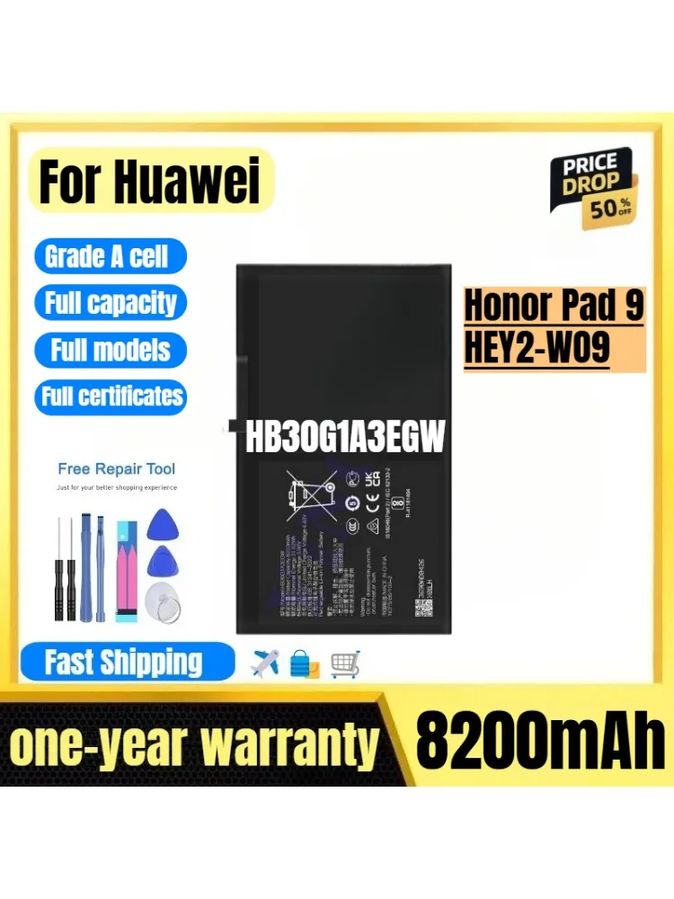 AliExpress ANLUAN HB30G1A3EGW for Huawei Honor Pad 9/HEY2-WO9 Tablet Battery 0 Cycle High Quality High Capacity Replacement Bateria Grade A Cell
