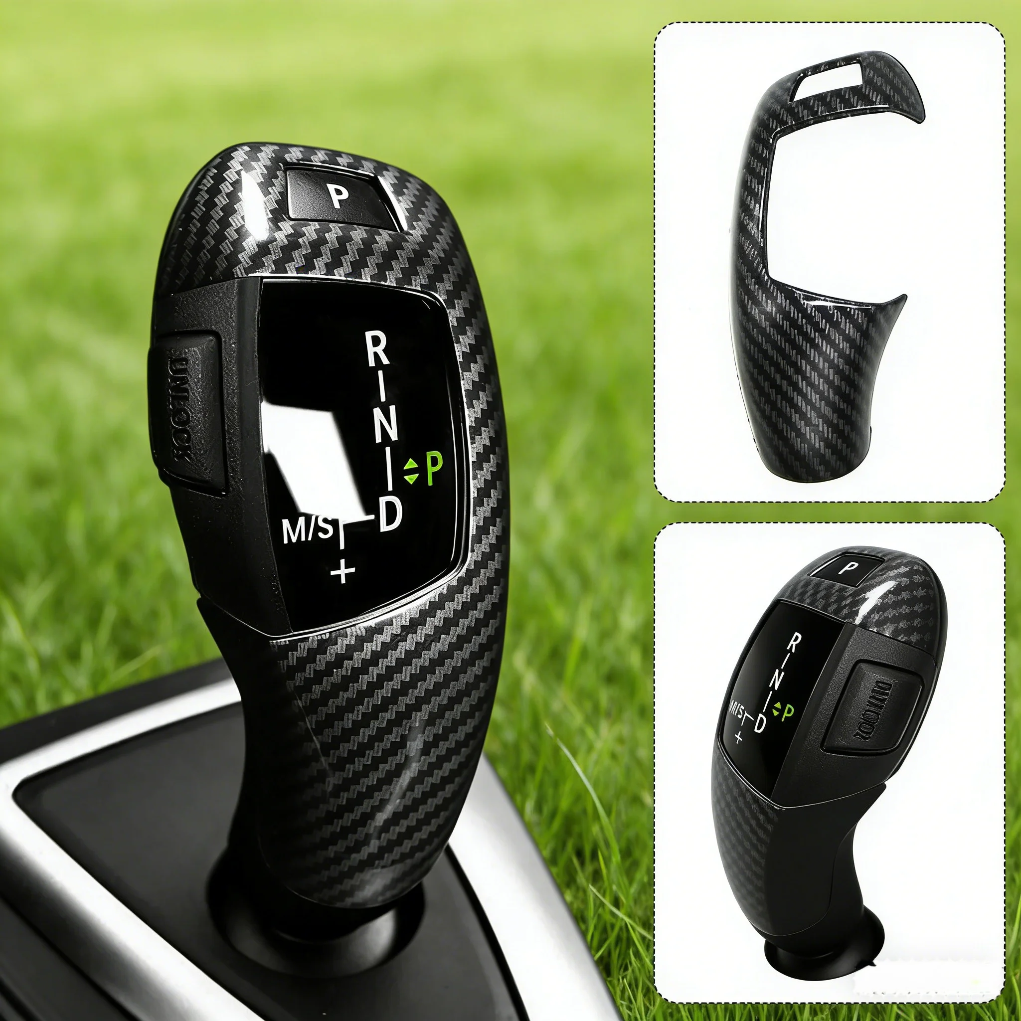 Carbon Fiber Texture for BMW F20 F21 F22 F23 F30 F31 GT F34 F35 X3 X4 X5 X6 Car Gear Shift Panel Frame Gear Knob Cover Head Trim