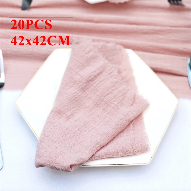 

Rose Gold Cheesecloth Rustic Gauze Table Napkin Reusable Cotton Napkins For Wedding Event Party Decoration