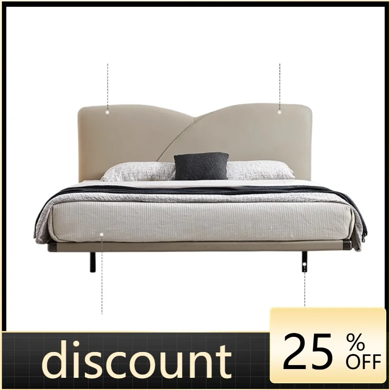 LMM modern simple luxury leather bed master and secondary bedroom leaf bed